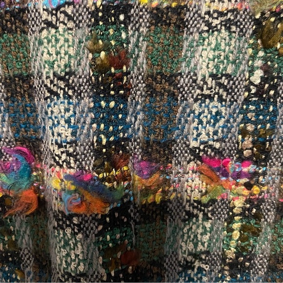 Vintage 90s Multicolor Tweed Jacket with Houndstooth Trim - Carlisle Size 10 - Picture 8 of 11